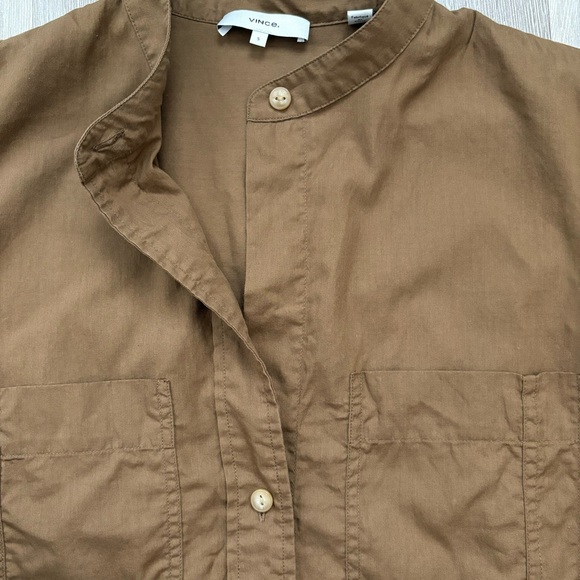 VINCE D-Ring Sleeve Utility Shirt in Cottonwood Brown - Picture 4 of 15
